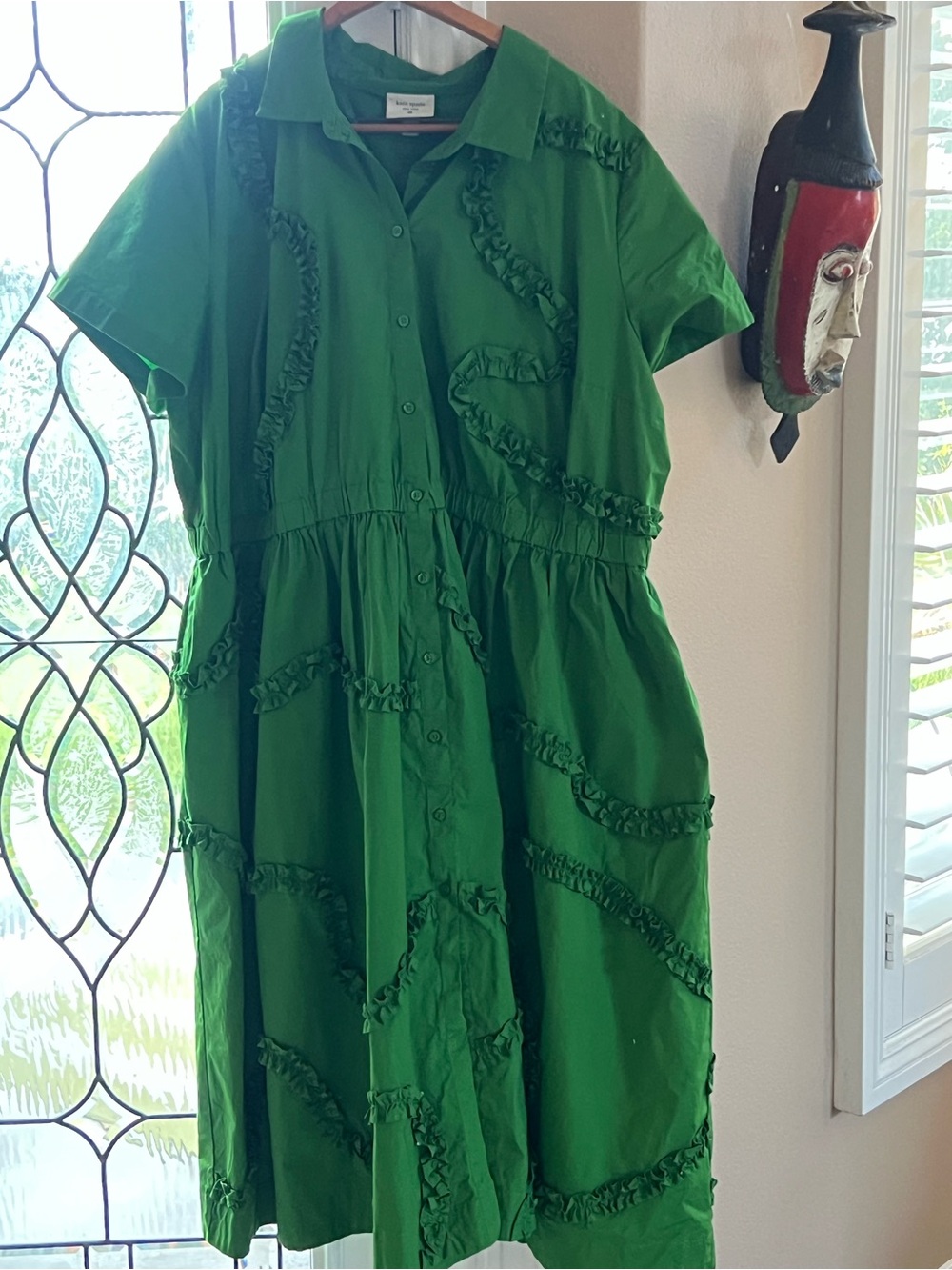 kate spade for Target Green Ruffle-Accent Button-Front Dress